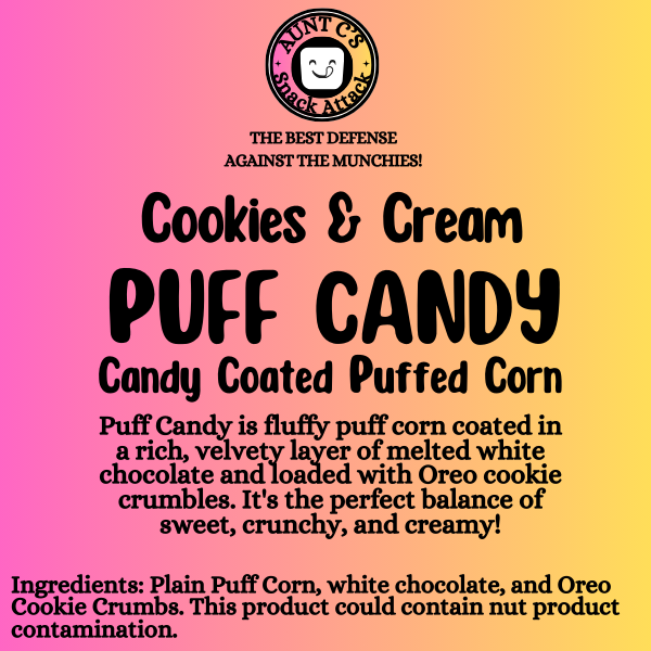 Cookies & Cream Puff Candy (White Chocolate & Oreo Crumbs)